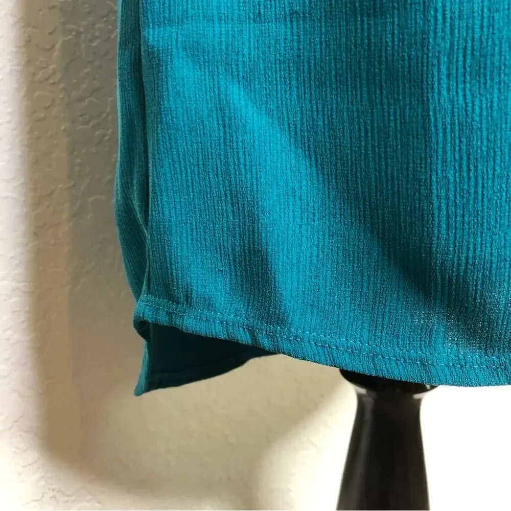 Anthropologie Dolan turquoise blue green mixed material tunic dress size Small